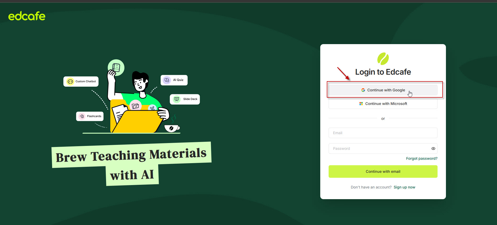 選擇「Continue with Google」快速註冊。